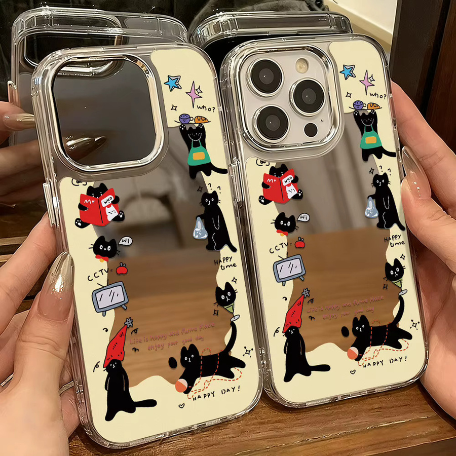 Luxus Katze Make-up Spiegel Handyhülle für Apple iPhone 17 Pro Max, 16, 15, 14, 13, 12 und Air - Bild 3