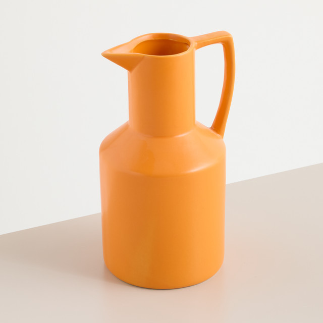 Steingut Vase mit Henkel von BLUME2000 in Orange im minimalistischen Stil, Höhe: 16 cm, Breite: 15 cm, Tiefe: 1 cm - Bild 1