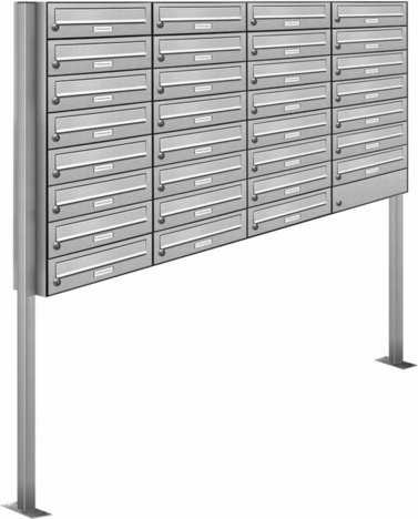 AL Briefkasten-System für 31 Parteien, freistehend, silberfarben, B/H/T: 153,534 x 170,0 x 27,5 cm - Bild 1