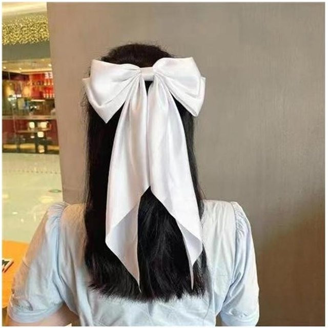NATAWA Haarspange mit Schleife, Satin, weiß, Damen - Bild 1