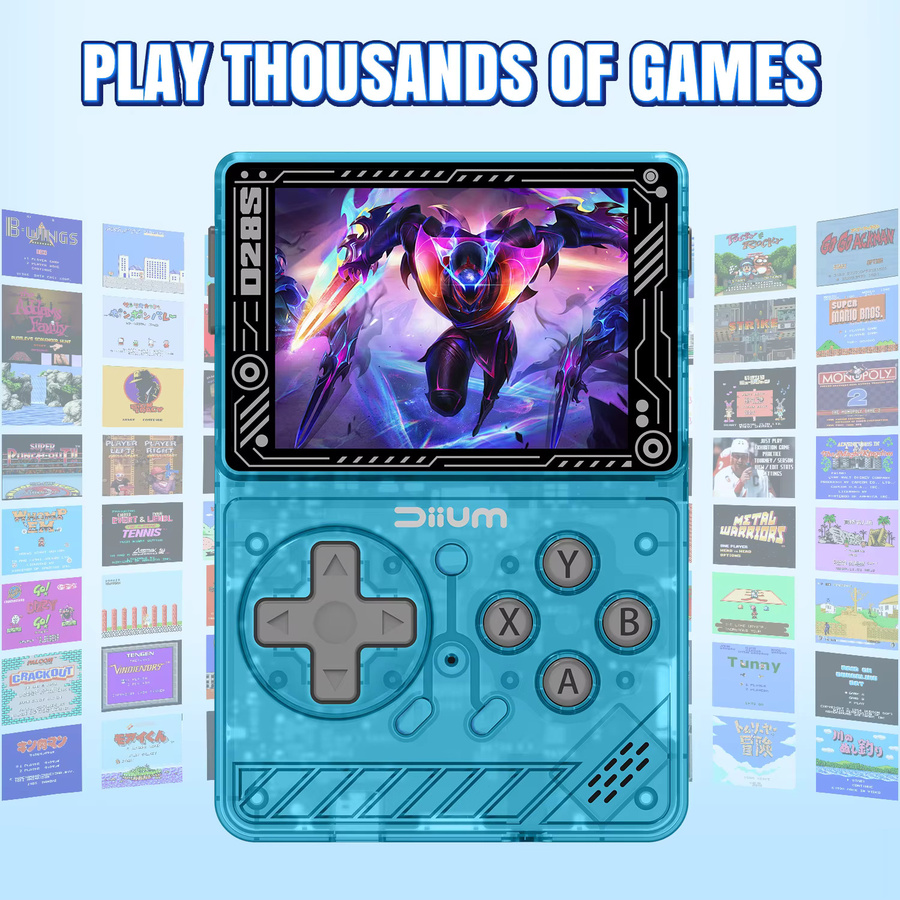 Tragbare Mini-Handheld-Videospielkonsole XISKT mit 2,8 Zoll IPS-Bildschirm und RK3326-Chip in Purple Transparent für GBA, PS1, GB und PSP Emulatoren - Bild 2