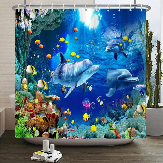 Baifenbai Home Furnishing Duschvorhang Oktopus Design, Wasserdicht und Waschbar, Mehrfarbig, B/H: 180 x 210 cm - Bild 1