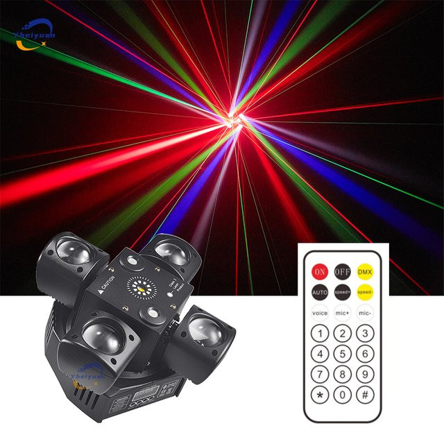 Ybeiyuan 3 in 1 Moving Head Strahl Licht mit 48W RGBW, Rot und Grün Laser sowie Weiß Strobe Effekt in Schwarz - Bild 1