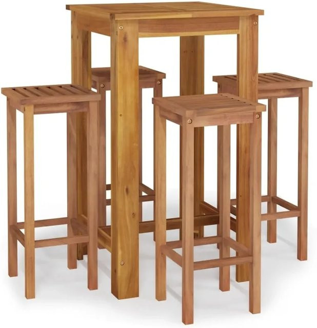 vidaXL 5-tlg Garten-Essgruppe Modell 42 aus Akazien-Massivholz in Braun, B/T/H: 105 x 60 x 60 cm - Bild 1