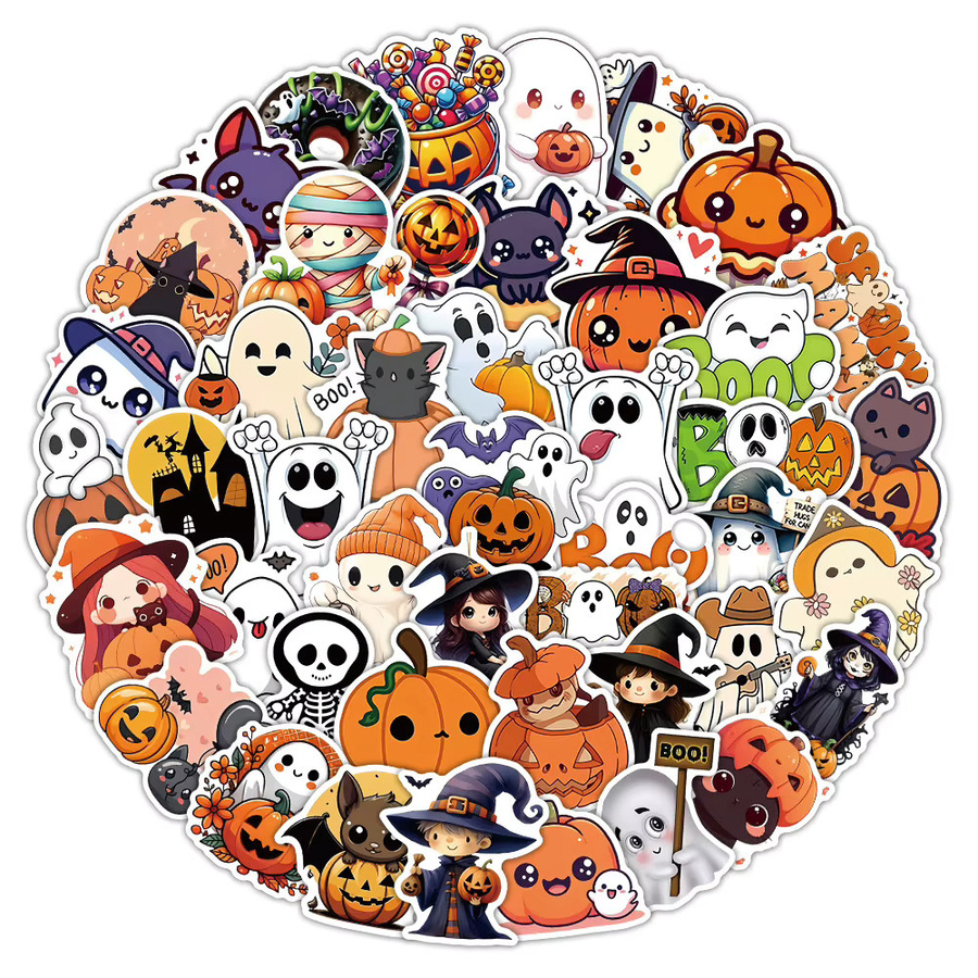 50-teiliges Set klassische Halloween-Aufkleber von RecordingYourLife Store in Multicolour für Notizbücher, Handyhüllen und Tagebücher - Bild 4