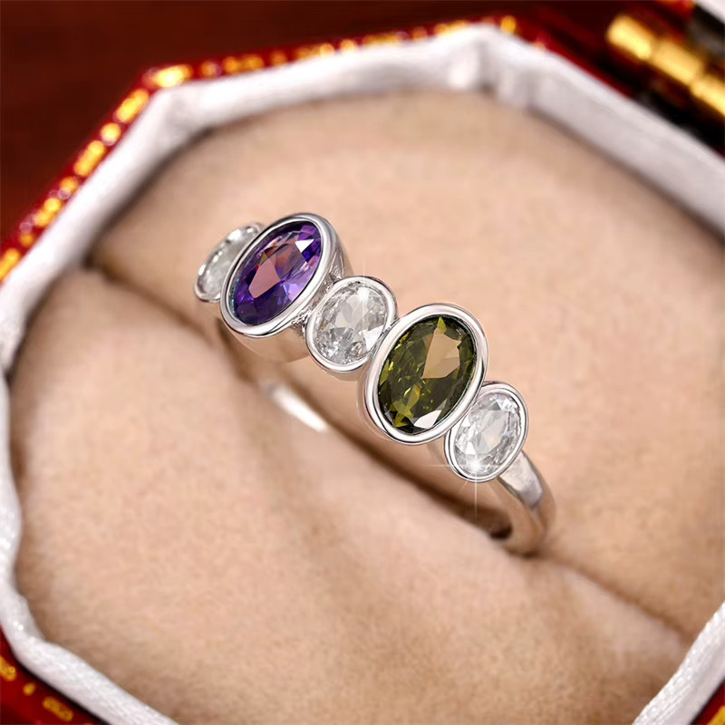Huitan Fingerring, bunt, Zirkonia, Silber, Damen - Bild 5