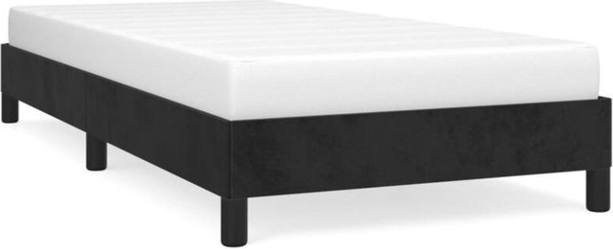 Vidaxl Polsterbett aus Samt und Holzwerkstoff in Schwarz, B/T: 90 x 190 cm - Bild 1