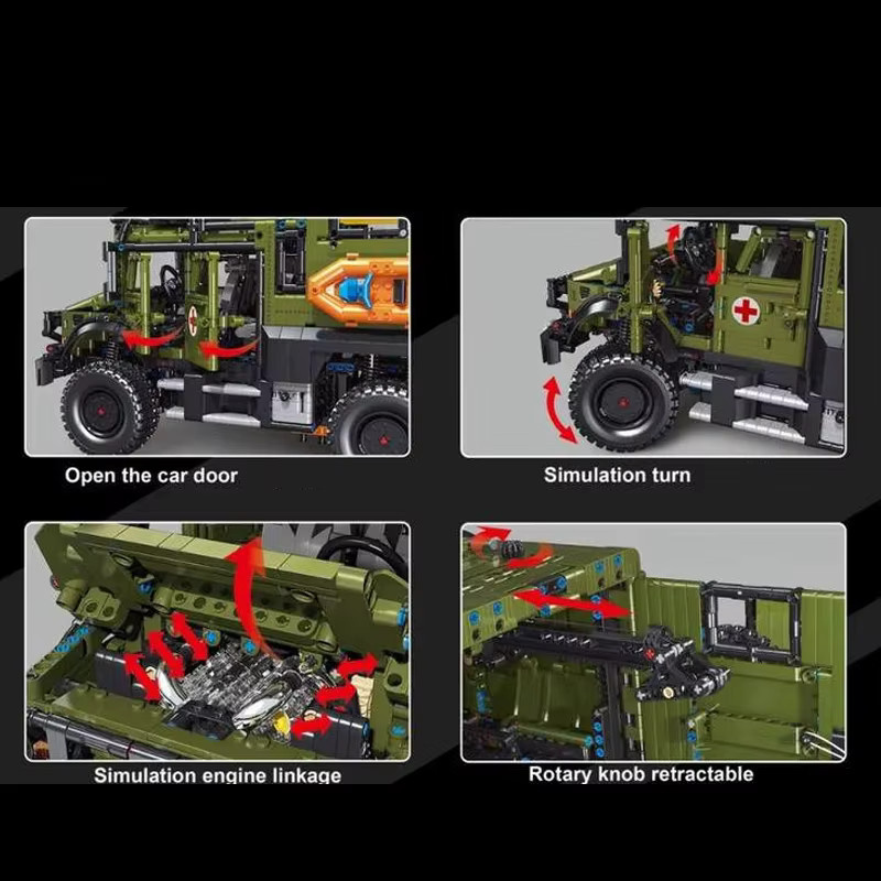 barweer Militärisches Unimog-Rettungsfahrzeug, Baukasten, 3.850 Teile - Bild 4