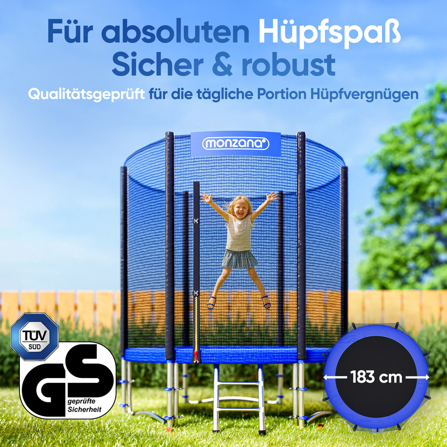 Monzana Trampolin Ø183 cm mit Sicherheitsnetz Blau - Bild 2