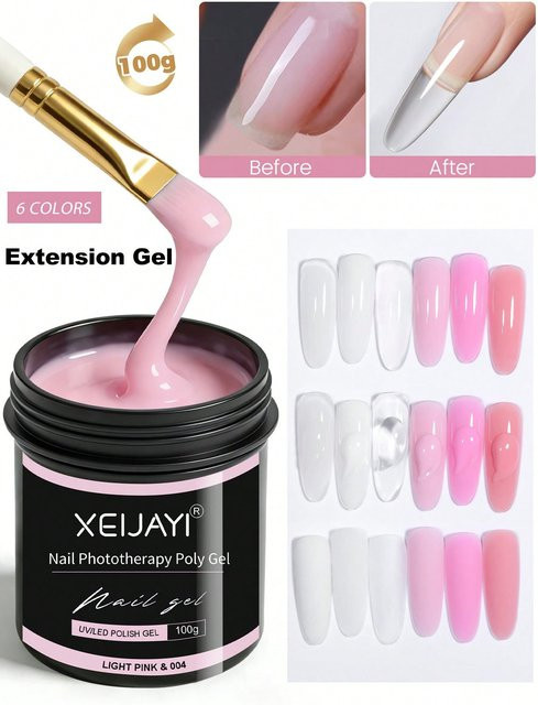 XEIJAYI Poly-Nagelgel, 100g, 006-Nude, Glänzend - Bild 1