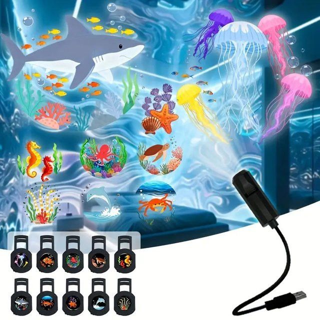 TLEDMP Ocean LED-Projektorlicht mit 360 Grad Rotation und USB-Anschluss für Wände und Decken - Bild 1