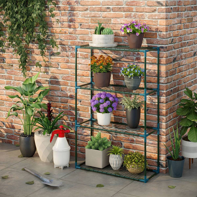 Outsunny Pflanzenregal 2er Set aus Stahl in Grün für Garten und Balkon, H x B x T: 110 x 70 x 27 cm - Bild 4