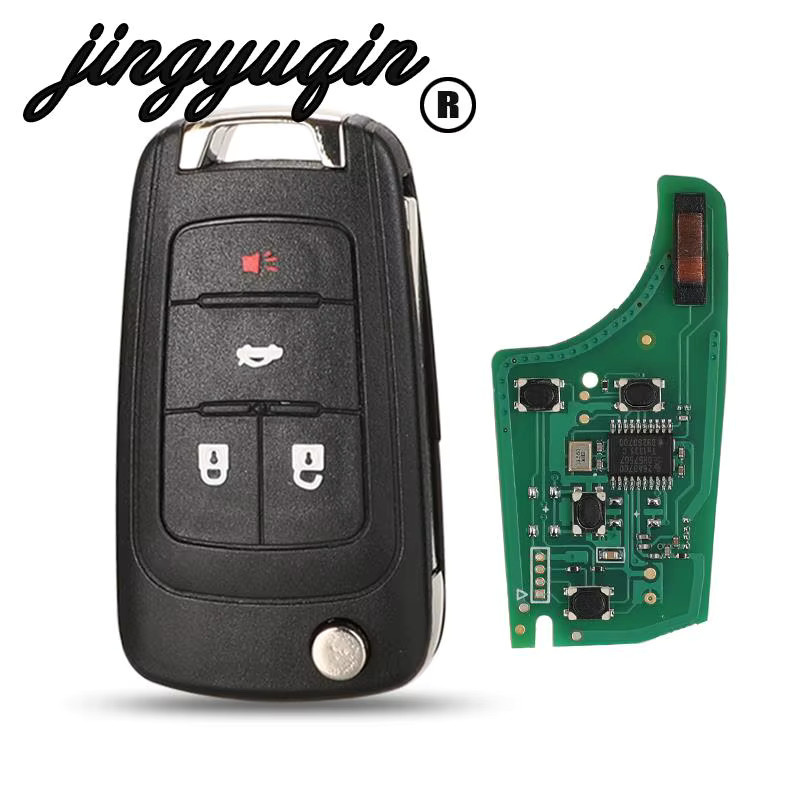 Jingyuqin Klappbarer Fernbedienungs-Autoschlüssel für Chevrolet Camaro Cruze Equinox Impala Spark Volt, Schwarz, 315/433MHz ID46 PCF7937E Chip, 2/3/4/5-Tasten - Bild 4