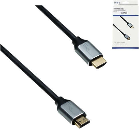 DINIC HDMI 2.1 Kabel Schwarz, 1 m, 48 Gbps, 8K@60Hz, 4K@120Hz, HDR, 3D, Aluminiumgehäuse