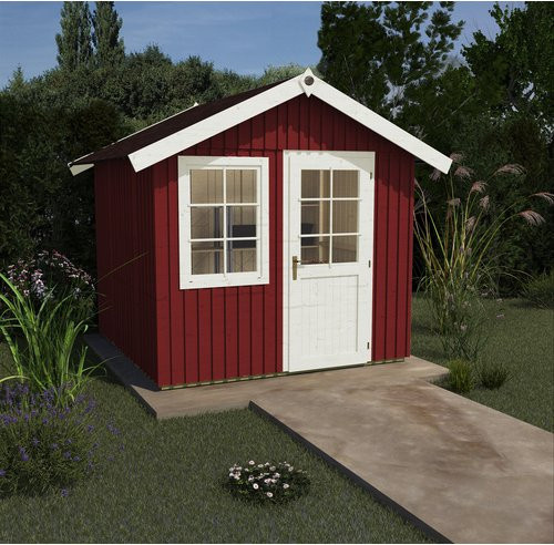 WEKA Schwedenhaus Gartenhaus mit Satteldach aus europäischer Fichte in Schwedenrot, B/H/T: 368 x 272 x 342 cm - Bild 3