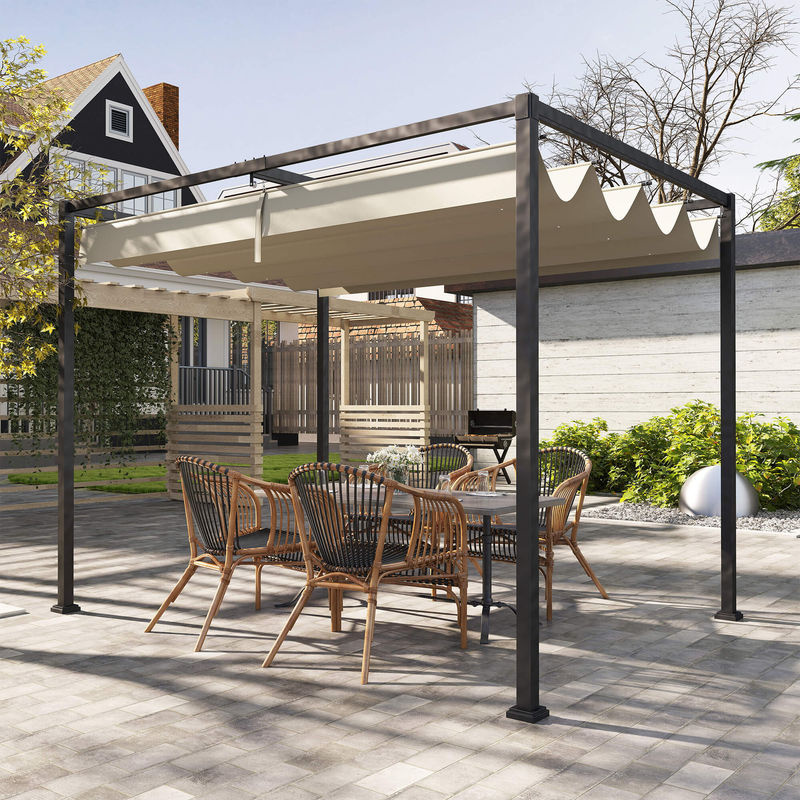 Outsunny Pergola aus Polyester und Stahl in Beige, B/H/L: 213 x 221 x 298 cm - Bild 2