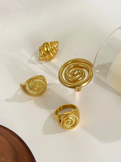 Erpels Damenring Edelstahl, Muschel, Spiral Hohlöffnung - Bild 1