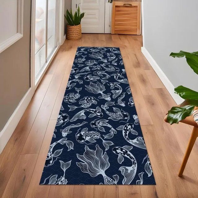 Lodestar Ozeanwellenläufer Teppich mit blauem Meeresmuster, rutschfest und waschbar, B/T: 40 x 120 cm - Bild 1