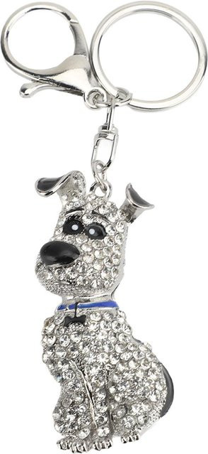 Neoglint Schlüsselanhänger Hundeform, Kristall Strass, Silber, Damen - Bild 1