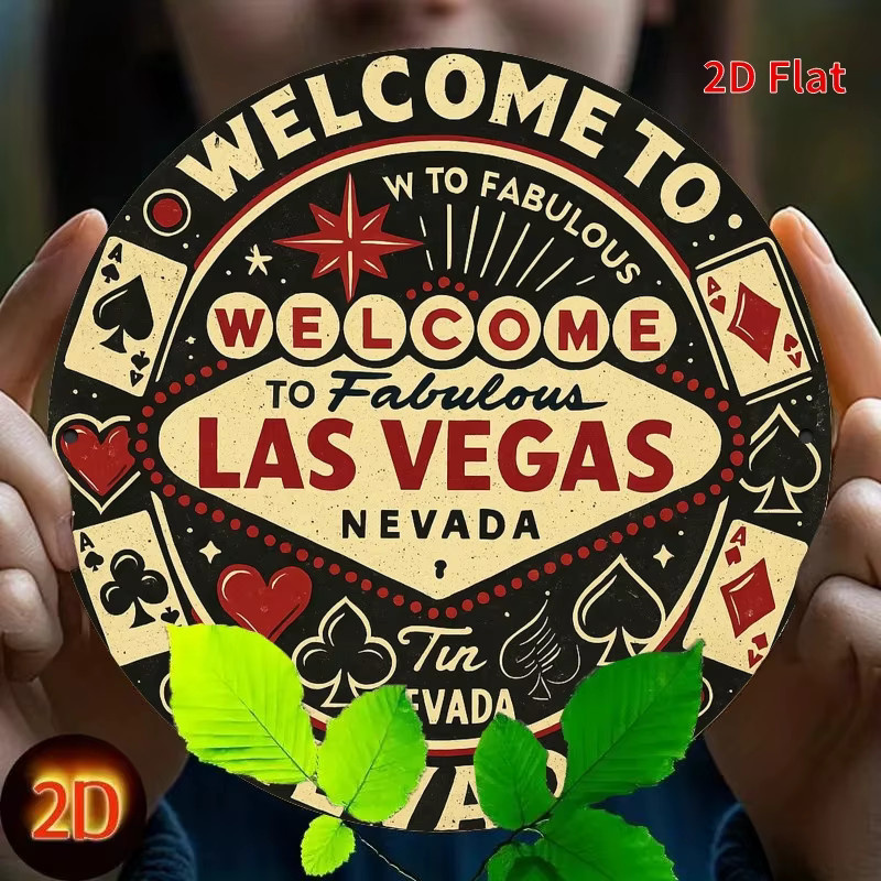 Potdemiel Welcome to Las Vegas Neonschild Metallwandkunst im Retro-Design, Rot und Schwarz - Bild 5