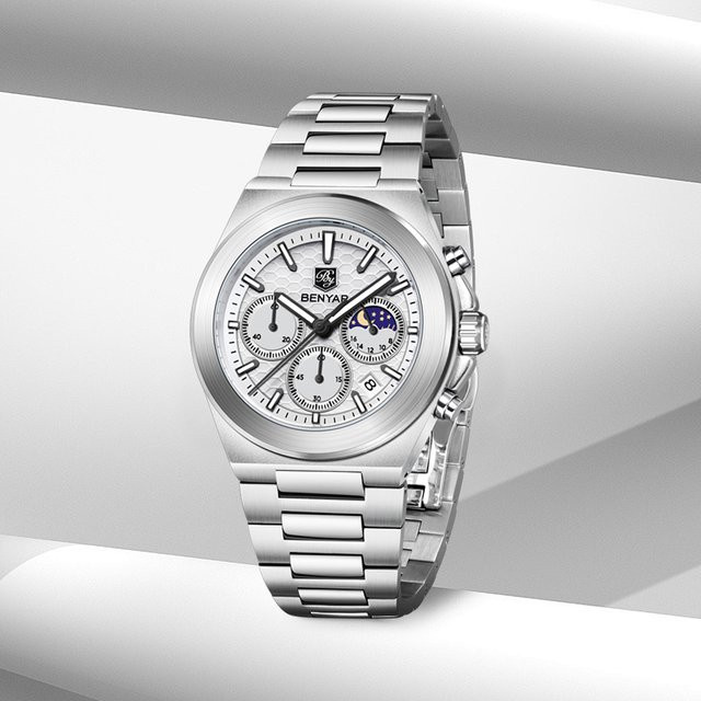 BENYAR Chronograph, Quarz, Edelstahl, Schwarz, Herren - Bild 1