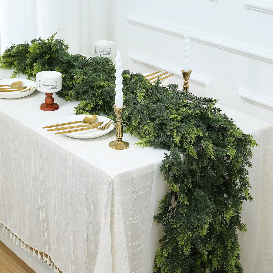 Sinsoledad Künstliche Weihnachtsgirlande aus grüner Zeder und Kiefer mit Blättern für deine Dekoration - Bild 2