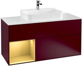 V&B Finion Waschtischunterschrank mit LED-Wandbeleuchtung, Weiß glänzend, Breite: 120 cm - Bild 1