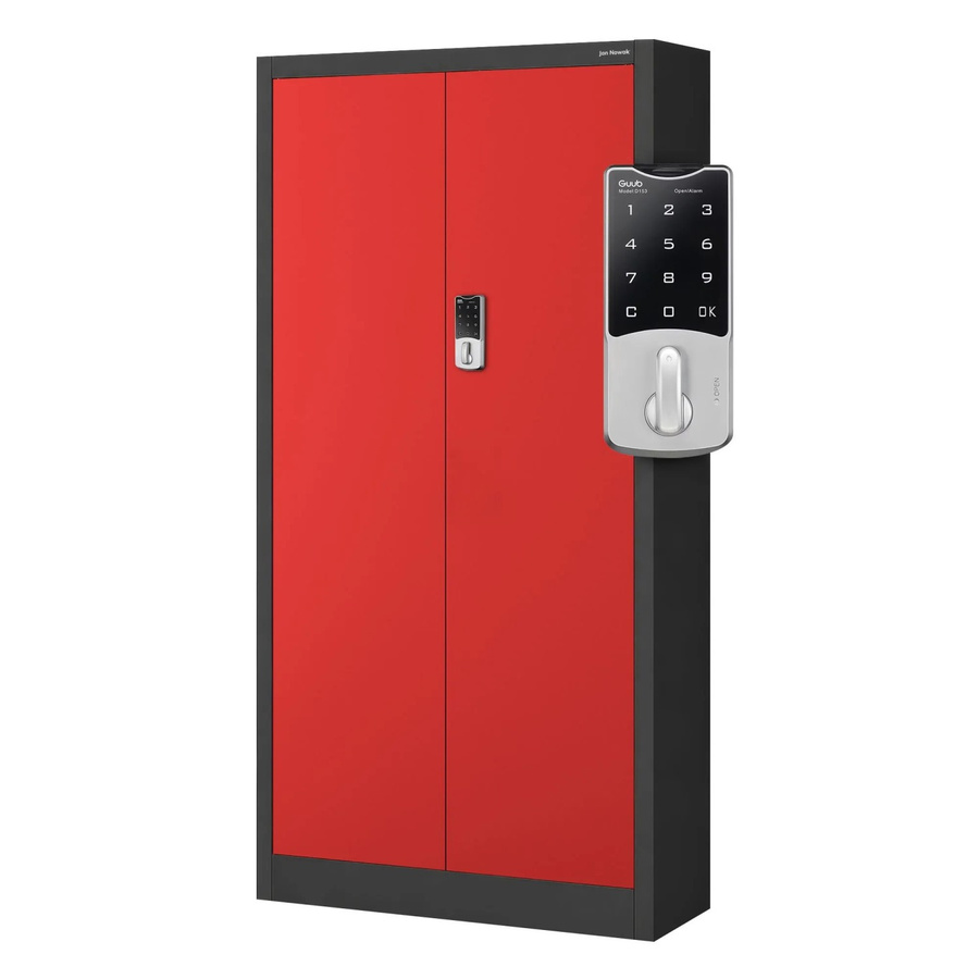 Jan Nowak Büro-Aktenschrank Daniel mit elektronischem Zahlenschloss aus Metall in Anthrazit-Rot, H x B x T: 185 x 90 x 40 cm - Bild 2