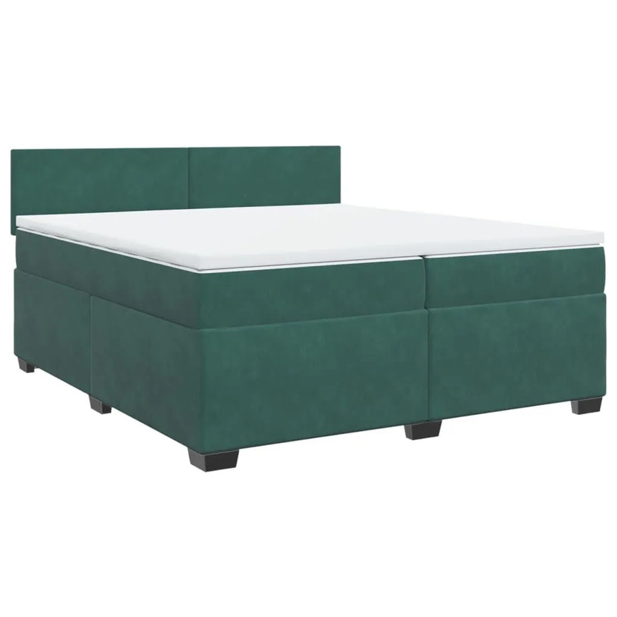 vidaXL Boxspringbett mit Matratze Dunkelgrün aus Samt, B/T: 200 x 200 cm - Bild 2