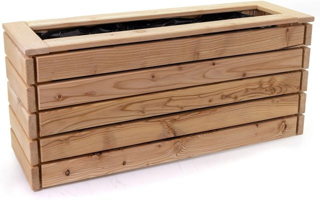 HolzFee Pflanzkasten Linea aus Lärche in Braun, B/T/H: 116 x 30 x 43,5 cm - Bild 1