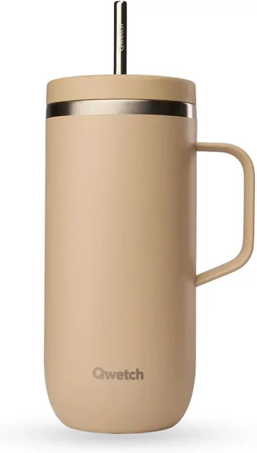 Isolierter Edelstahlbecher mit Henkel von Qwetch in Beige, 0,335 l - Bild 1