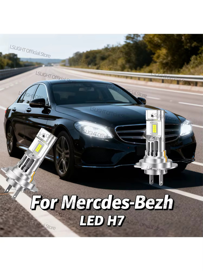LSLIGHT LED H7 Scheinwerferlampen Set 30000LM in Silber für Mercedes-Benz W169 W176 W204 W205 A209 C209 C207 W246 W211 X164 X166 W166 W251 R171 W221, 2 Stück - Bild 7