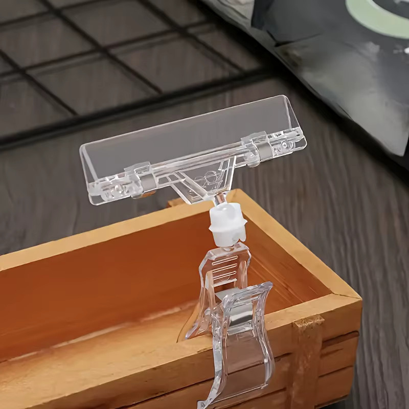 6 Stück transparente Schilderhalter aus Kunststoff für Supermarkt und Einzelhandel, drehbare Preisanzeige-Clips - Bild 3