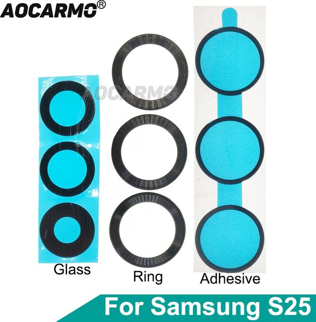 Aocarmo Rückkamera-Objektivglas Metallring-Rahmen mit Klebstoff für Samsung Galaxy S25 SM-S9310/S931U/S931B in Schwarz - Bild 1