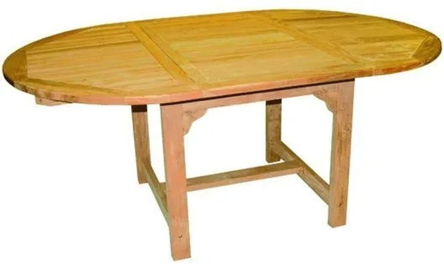 Lex Premium XL Teak Ausziehtisch Oval in Braun für Garten und Terrasse, B/T/H: 120 x 75 x 75 cm (ausziehbar auf 180 cm) - Bild 1