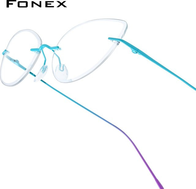 FONEX Korrektionsbrille Cat-Eye, randlos, Titan, Herren - Bild 1
