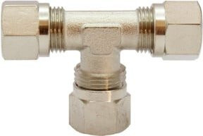 Riegler T-Verschraubung aus vernickeltem Messing in Silber, Rohr-Außendurchmesser: 18 mm, SW 22, SW1 32 - Bild 1
