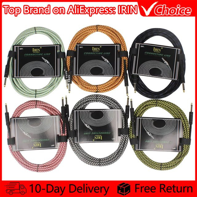 Irin Audio-Kabel mit 6,5mm Stecker für E-Gitarre und Bass in Schwarz, Weiß oder Multicolour - Bild 1