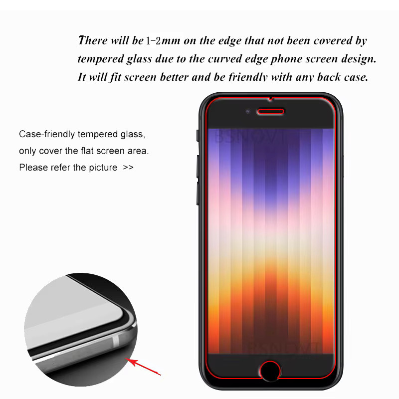BSNOVT Displayschutzfolie aus Glas für iPhone SE 2022, 2020, 7, 8 und 8 Plus, 9H HD Clear, transparent - Bild 2
