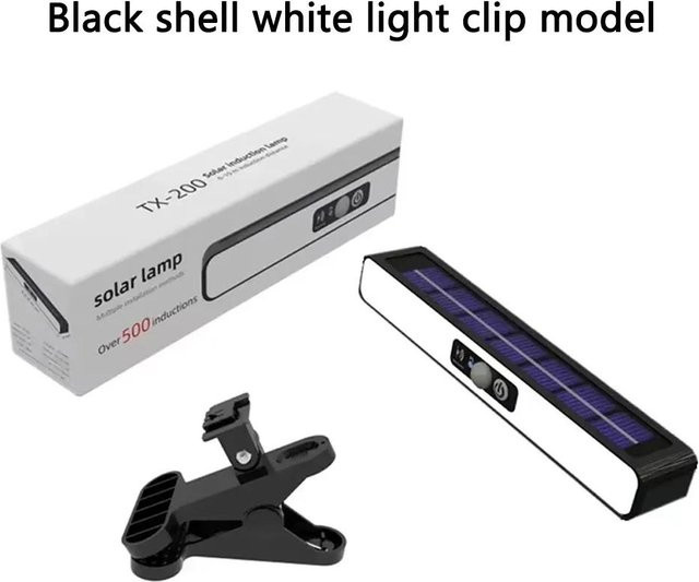 YJMP Super Lighting LED Solar-Wandleuchte mit Clip und Bewegungssensor, IP55 Wasserdicht, Schwarz - Bild 1