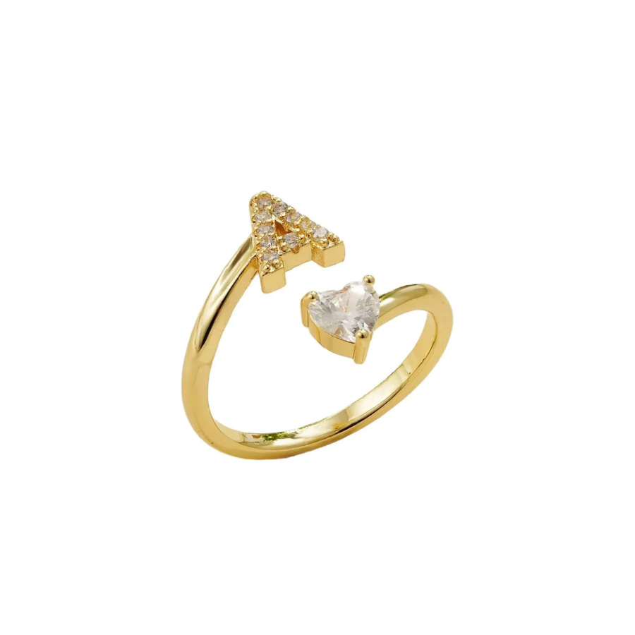 Ring, goldfarben, Zirkonia, Damen, offene Herzform - Bild 2