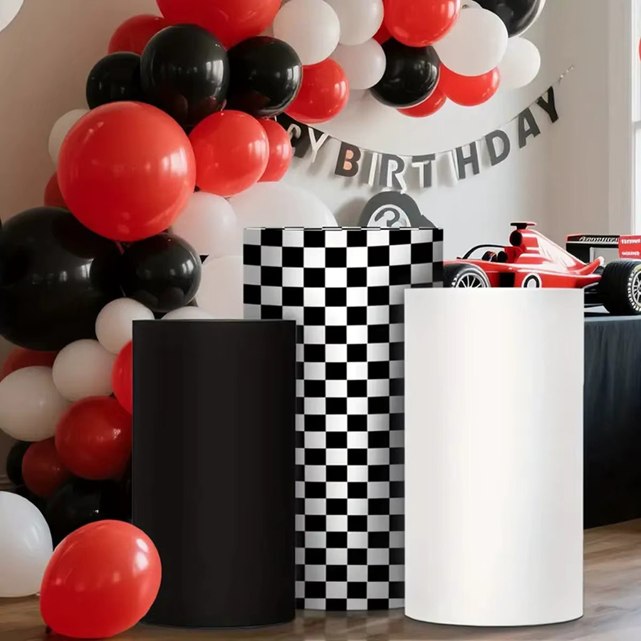 Mecoucou Party Dekoration für Jungen Geburtstag im Racing Thema mit schwarz weiß karierter Flagge und Reifen-Motiv als Tischdekoration und Foto Requisiten - Bild 2