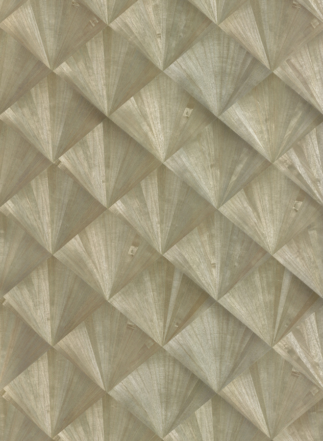 Nobilis Wallpaper Verneuil QNT74 Vlies Tapete mit geometrischem Abstract-Muster in Grau und Grün mit Holzfurnier-Optik - Bild 1