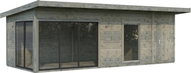 Palmako Gartenhaus Andrea aus Fichtenholz mit Pultdach in Grau inklusive Boden B 735 cm x T 300 cm - Bild 1