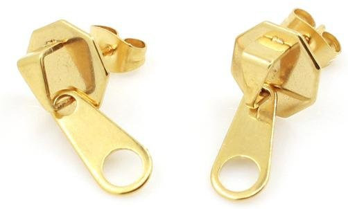 Ohrstecker Edelstahl, Reißverschluss, Vintage, Unisex, Gold - Bild 1