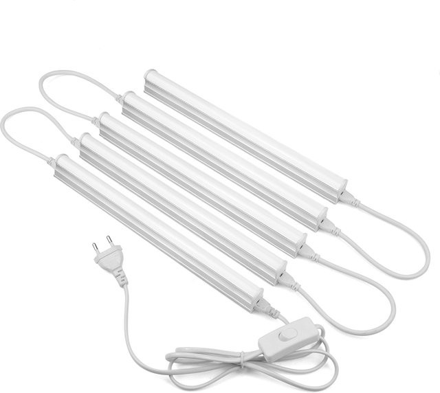 Lcamaw LED T5 Röhre Beleuchtung mit Schalter und Netzkabel, Warmweiß, 6W, Länge: 29 cm - Bild 1