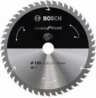 Bosch Hartmetall Kreissägeblatt Standard for Wood für Akkusägen, Farbe: Silber, Durchmesser: 165 mm, Bohrung: 20 mm, Zähneanzahl: 48 - Bild 1