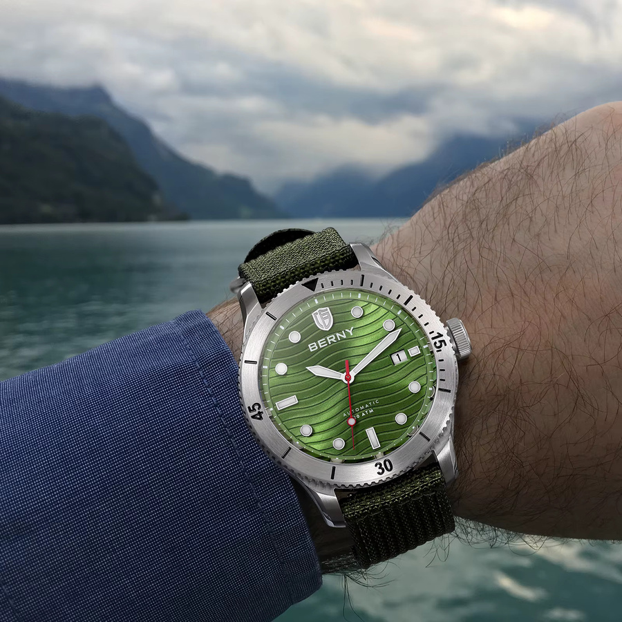BERNY Taucheruhr, Automatik, Edelstahl, Saphirglas, 20 ATM, Herren - Bild 6