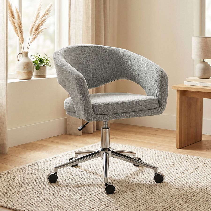 HOMCOM Ergonomischer Bürostuhl aus Chenille in Grau mit Höhenverstellung, integrierten Armlehnen und 360-Grad-Drehfunktion - Bild 2