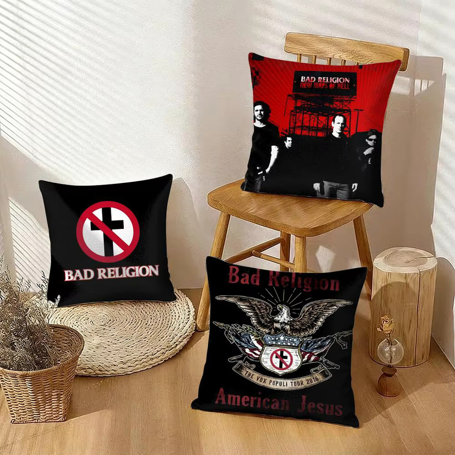 Bad R-Religion Punk Rock Band Kissenbezug aus schwarzem Plüsch mit unsichtbarem Reißverschluss, B/B/H: 30 x 30 x 30 cm - Bild 2